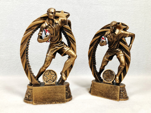 Figurines & Resin Trophies – Trophy Specialists & Engraving: Male Rugby Player with Ball Trophy