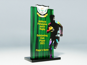 Trophies – Trophy Specialists & Engraving: Rugby Silhouette Trophy Customised to the shape of your logo Bulk runs from as little as $26.00 per trophy