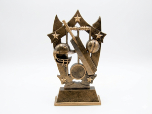 Bat, Ball, Wickets and Helmet Trophy