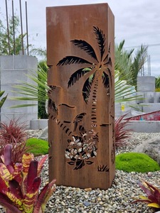 Corten Steel Solar Bollard Light – Premium Tropical Treasures Design