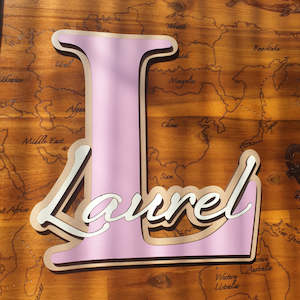 Custom: Initial & Name - colorful, layered plaque
