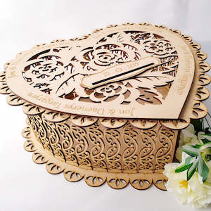 Custom: Love Heart Wooden Wedding Box