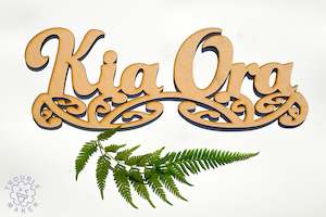 Word Art: Kia Ora sign art, carved of wood