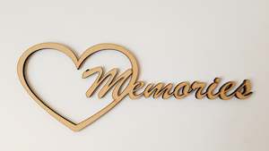 Word Art: Memories sign art, carved of wood