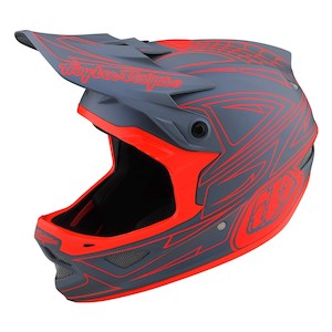 Bike Helmets D3 Helmets: D3 AS FIBERLITE HELMET SPIDERSTRIPE GRAY / RED