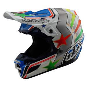 Moto Helmets: SE5 ECE COMPOSITE HELMET RAYS WHITE / BLUE