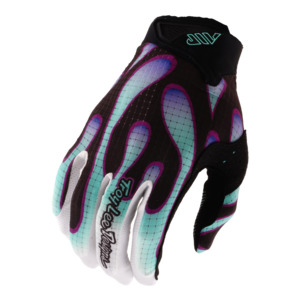 Moto Gloves: AIR GLOVE OVERSPRAY BLACK / REAL TEAL