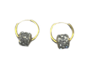 Small Stainless Steel Hoop Earrings With Rhinestone Pendant Gold