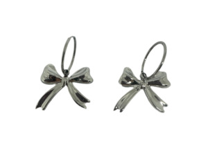 Stainless Steel Bow Hoop Earrings Silver