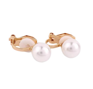 Earrings: Small Pearl Clips On Earrings Gold