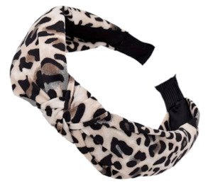 Hair: Knotted Fabric Headband Animal Print Cream And Black