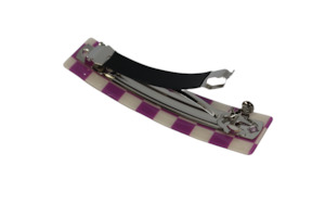Hair: Checkered Snap-on Hair Clip Purple