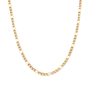 Stainless Steel Figaro Design Chain Necklace Gold 60cm Length