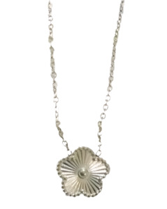 Stainless Steel Chain Necklace With Flower Pendant Silver