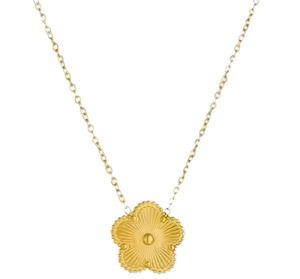 Stainless Steel Chain Necklace With Flower Pendant Gold