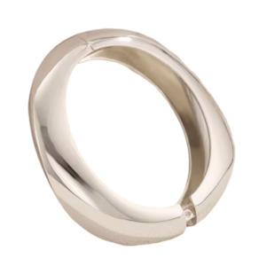 Bracelets: Stainless Steel Spring Cuff Bangle Silver