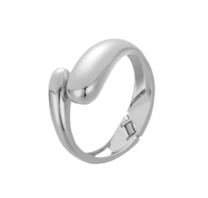 Stainless Steel Spring Bangle Silver Wide