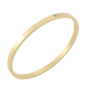 Bracelets: Stainless Steel Bangle 4mm Wide With Opening Clasp Gold