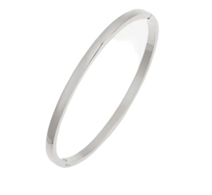 Stainless Steel Bangle 4mm Wide With Opening Clasp Silver