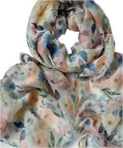 Scarves: Floral Scarfe Shawl Dusty Pink And Green