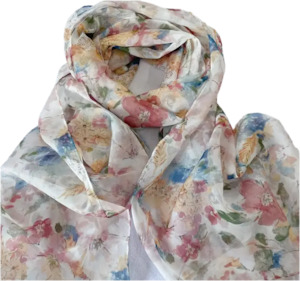 Scarves: Floral Scarfe Shawl Blue Pink Green