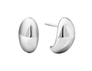 Small Moon Shaped Stainless Steel Stud Earring Silver