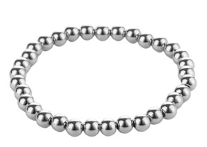 Bead: Stainless Steel 6mm Beaded Bracelet Silver