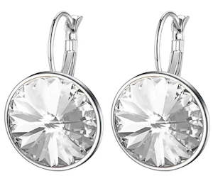 Crystal Earrings: Large Clear Crystal Hoop Earrings Silver