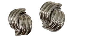 Clip On Earrings: Interweaving Knot Metal Clip On Earrings Silver