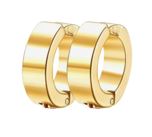 Stainless Steel Hoop Clip On Earrings Gold
