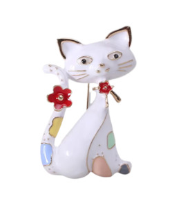 Brooches: Funky Cat Brooch White