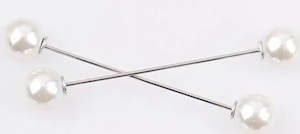 Brooches: Double Ended Pearl Pin Brooch Silver