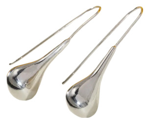 Long Hoop Needle Teardrop Earring Copper Silver