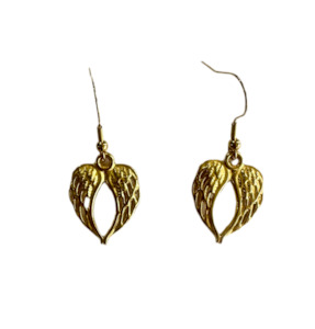 Metal Earrings: Angel Wing Drop Earrings Gold