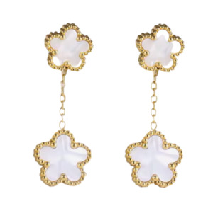 Stainless Steel Earrings: Stainless Steel Drop Flower Earrings White
