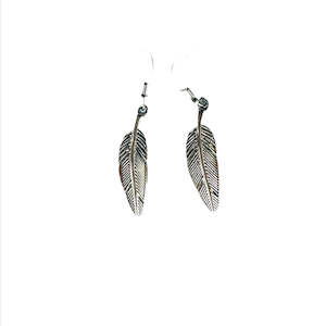 Stainless Steel Earrings: Feather Pendant Earrings Stainless Steel Silver