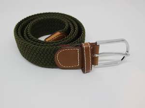 Belts: Unisex Elastic Stretch Mesh Belt Army Green 105cm