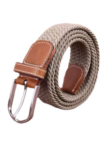 Unisex Elastic Stretch Mesh Belt With Brown Trim Stone 110cm