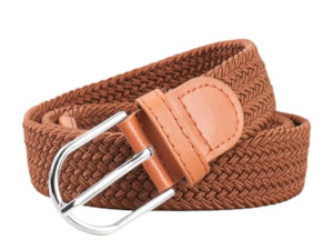 Unisex Elastic Stretch Mesh Belt Brown With Brown Trim 105cm