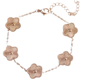 Stainless Steel Bracelet 1: Flower Clover Stainless Steel Bracelet Rose Gold
