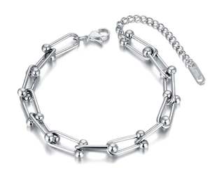 Stainless Steel Bracelet 2: Fashionable Retro U-shaped Horsehoe Bracelet Silver