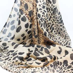 Scarves: Chiffon Leopard Print Coffee Small
