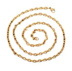 Necklaces: Stainless Steel Cuban O Link Chain Gold