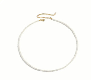Necklaces: Pearl Like Bead Necklace With Gold Plated Clasp And Extension 3mm Beads