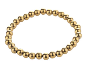 Bracelets: Stainless Steel 6mm Beaded Bracelet Gold
