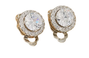 Round Clear Stone clip On Earrings Silver