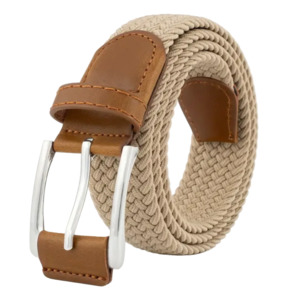Unisex Stretch Mesh Belt With Beige Trim 115cm