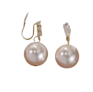 Earrings: Simulated Pearl Drop Crystal Clip On Earrings Gold 10mm Pearl