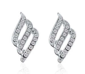 Triple Row Crystal Clip On Earrings Silver