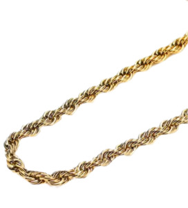 Stainless Steel Rope Necklace Gold 5mm